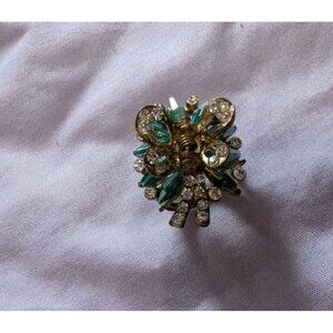 Vintage Rhinestone Butterfly Hair Claw Clip Rhinestone Crystal Accents